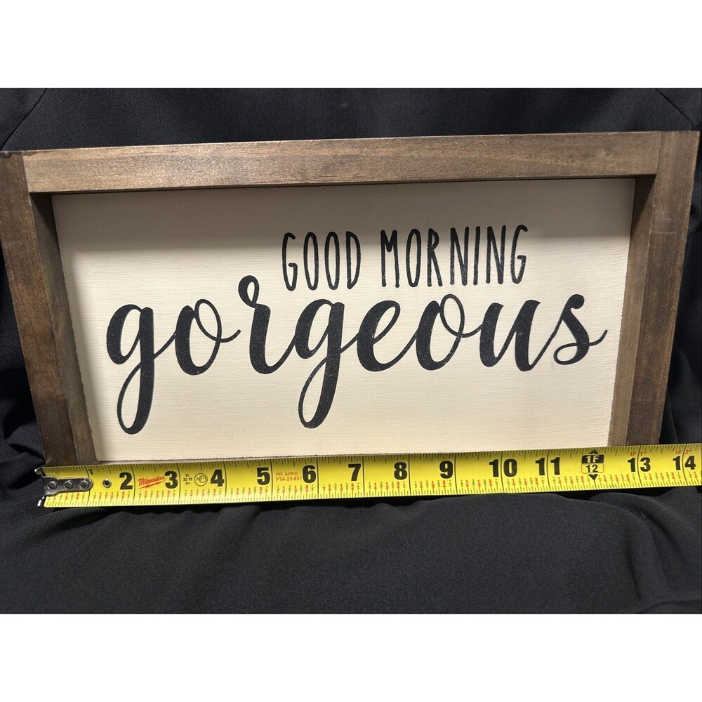 Farmhouse Wood Framed Signs Set Good Morning Gorgeous Hello Handsome